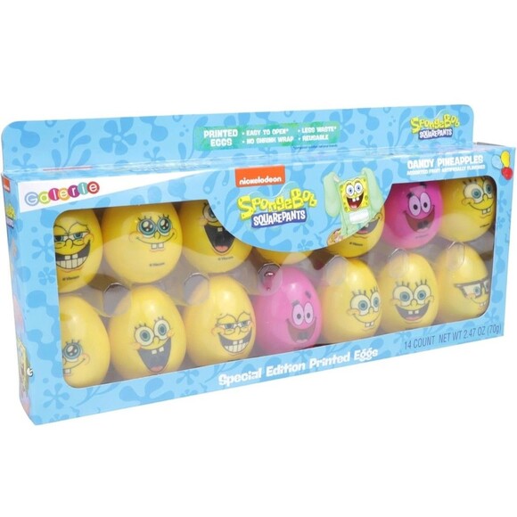 Easter Eggs Nickelodeon SpongeBob SquarePants 14 Printed W Candy Pineapples New - Picture 1 of 6
